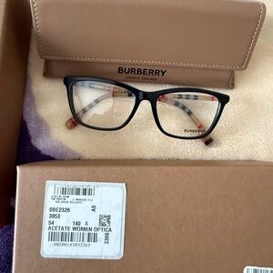 Burberry Black and Tan Eyeglasses with Case